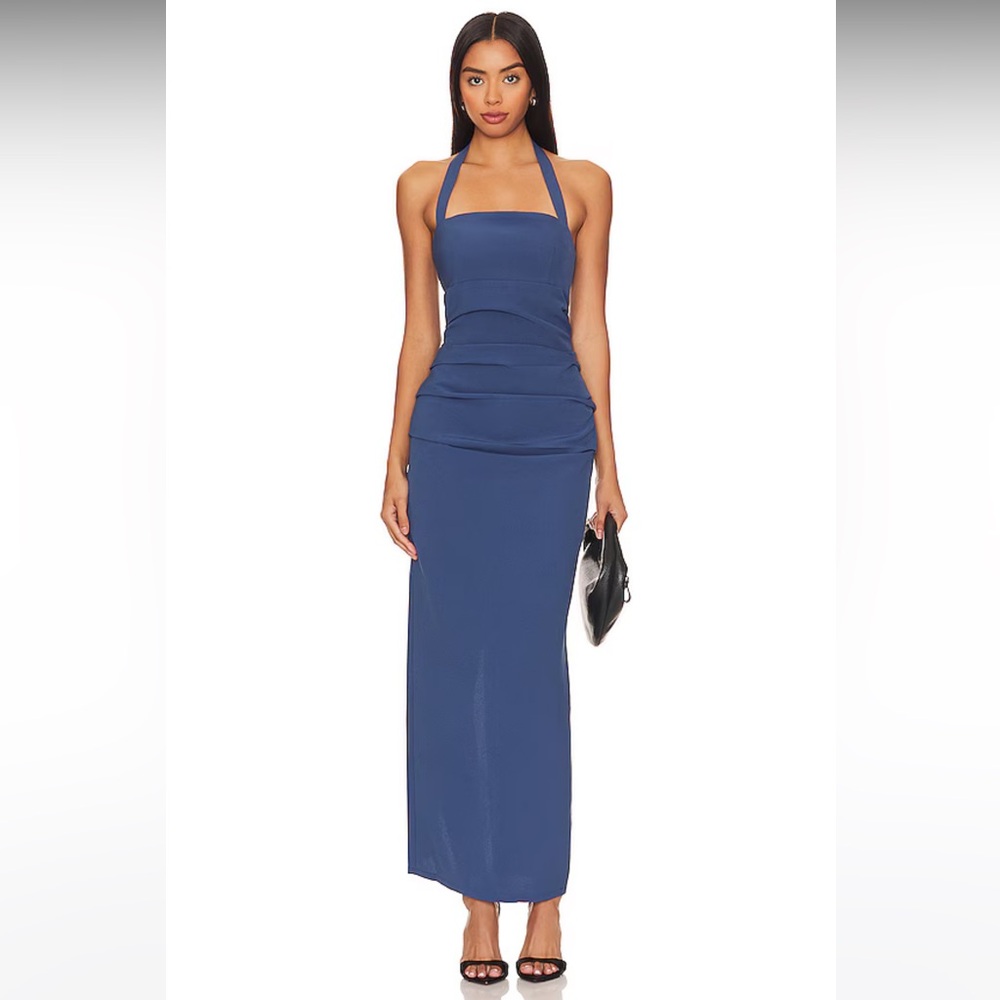 Lioness Strapless Blue Halter Maxi Dress